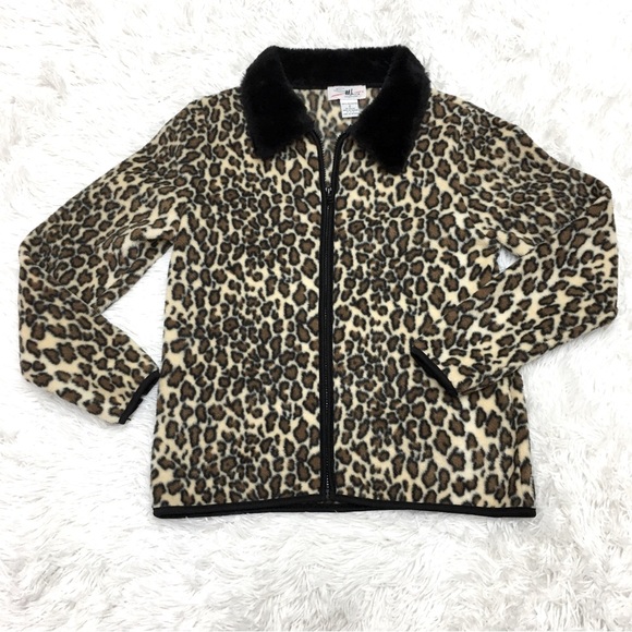 ML Sport Jackets & Blazers - ML Sport Leopard zip Jacket Fur Collar Size S